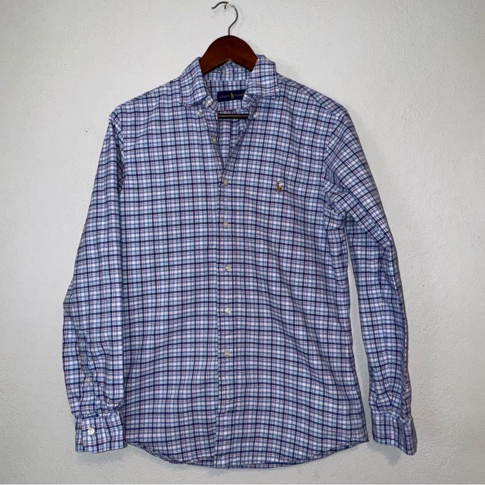 Ralph Lauren Blue Plaid Button Down Shirt - Picture 2 of 8